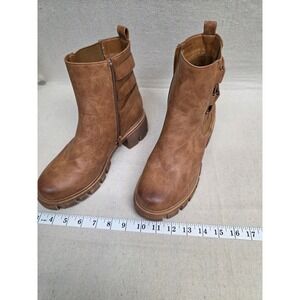 Pierre Dumas Camden-12 Tan‎ Brown Lug Sole Buckle Ankle Boots Womens 8 732351